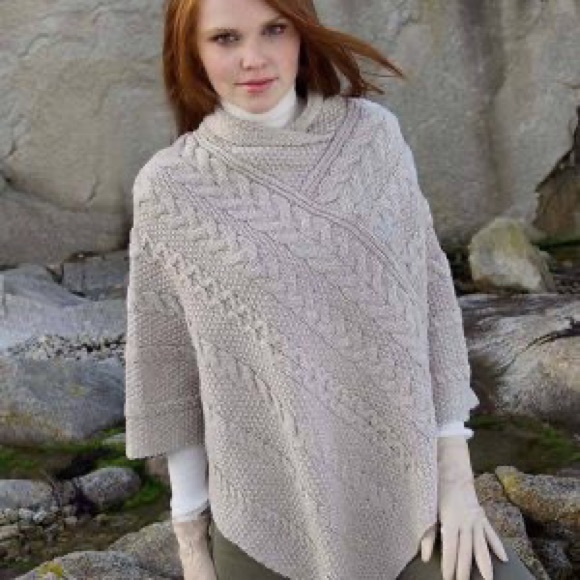 Aran Cable Poncho - made in Ireland - Picture 2 of 4